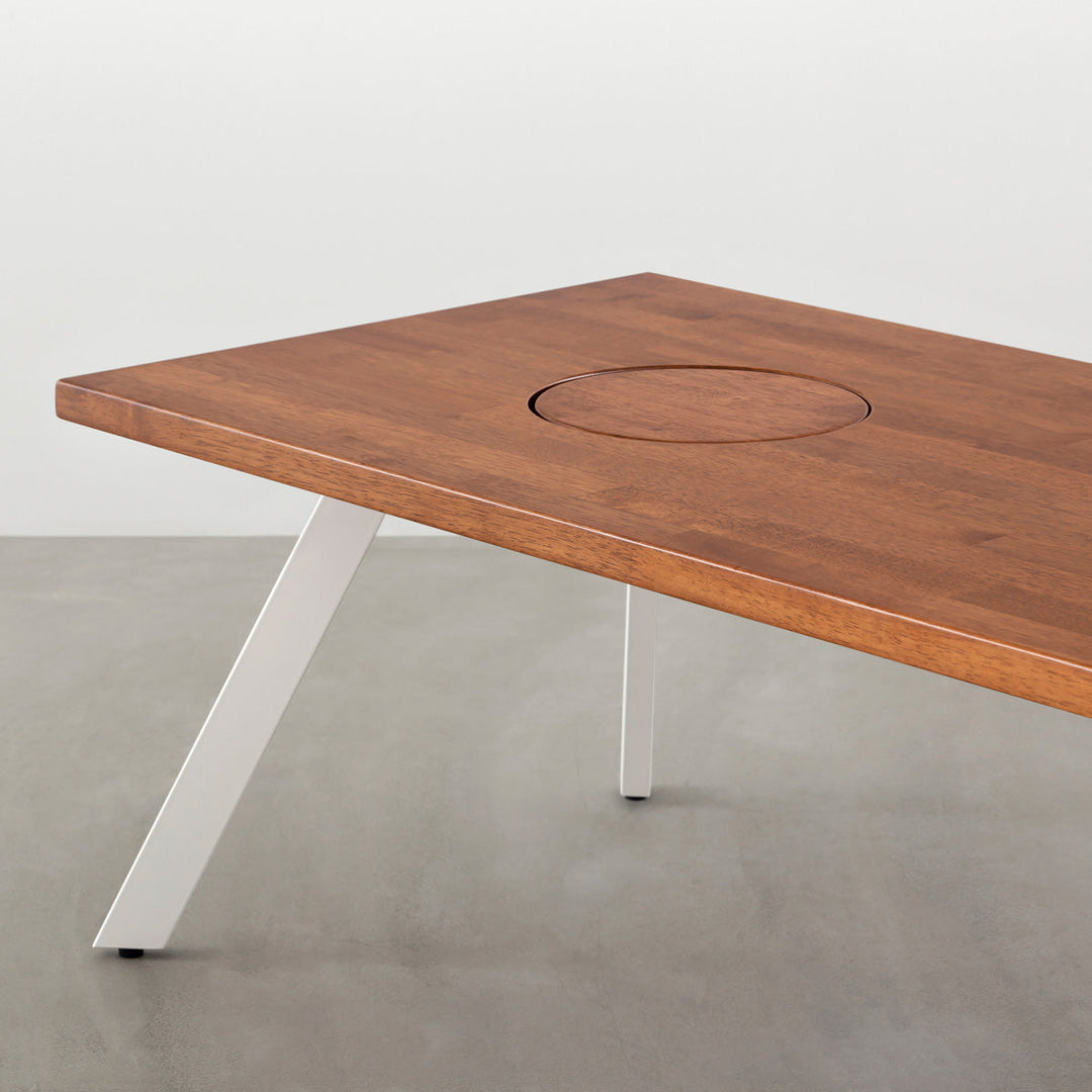 THE LOW TABLE / ラバーウッド ブラウン × White Steel ネコ穴
