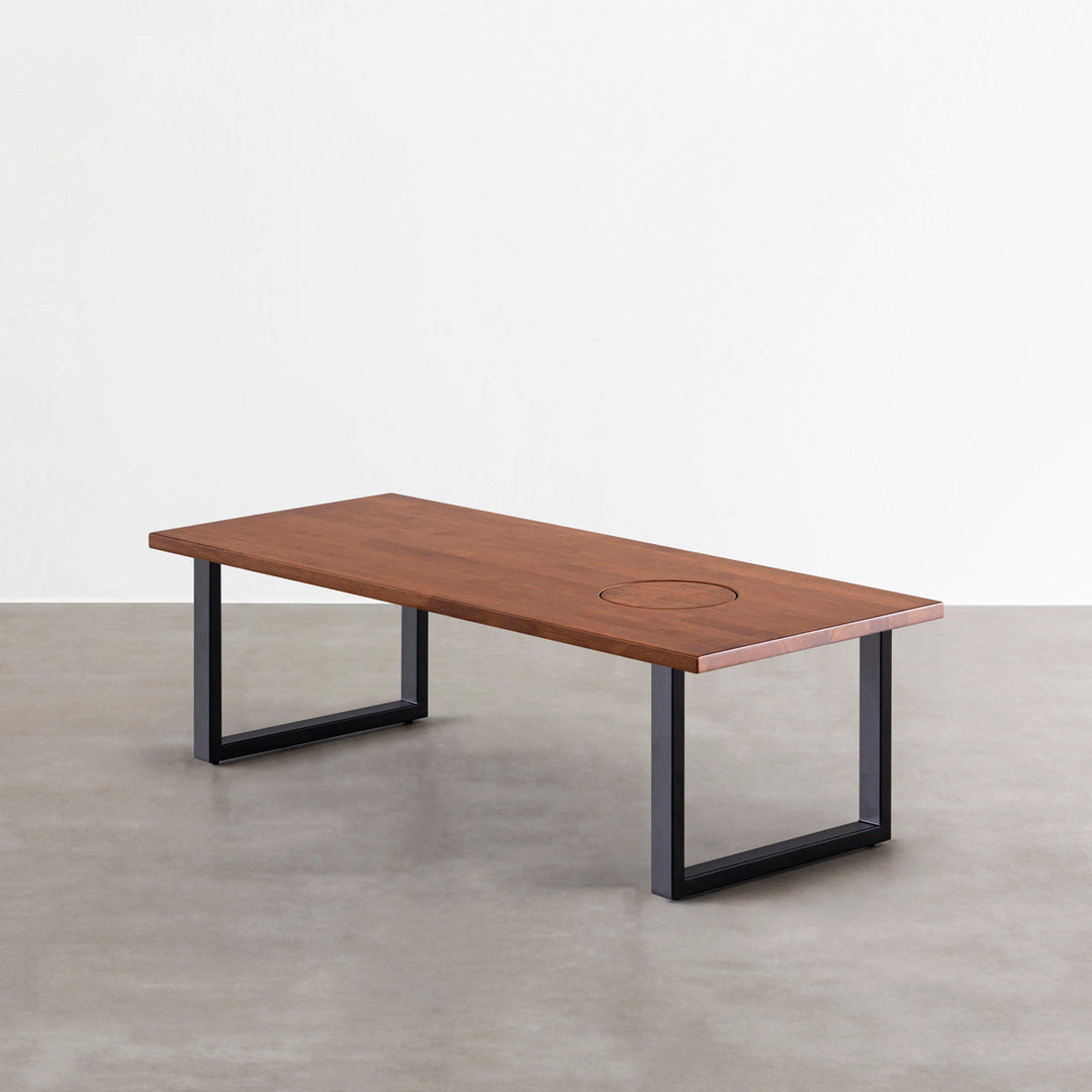 KANADEMONO THE LOW TABLE / ラバーウッド ブラウン THE LOW TABLE / ラバーウッド ブラウン × Black Steel ネコ穴