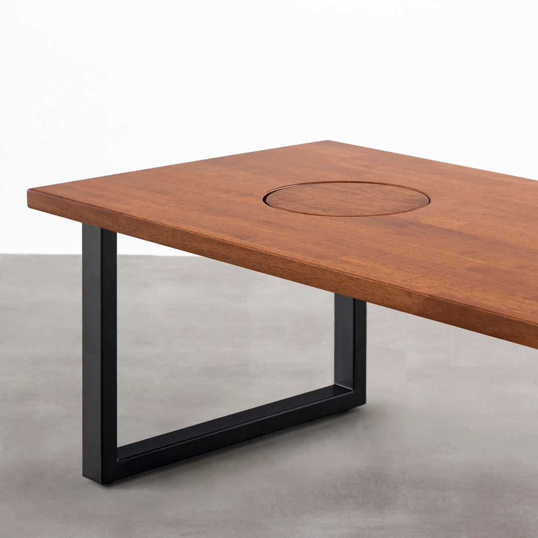KANADEMONO THE LOW TABLE / ラバーウッド ブラウン THE LOW TABLE / ラバーウッド ブラウン × Black Steel ネコ穴