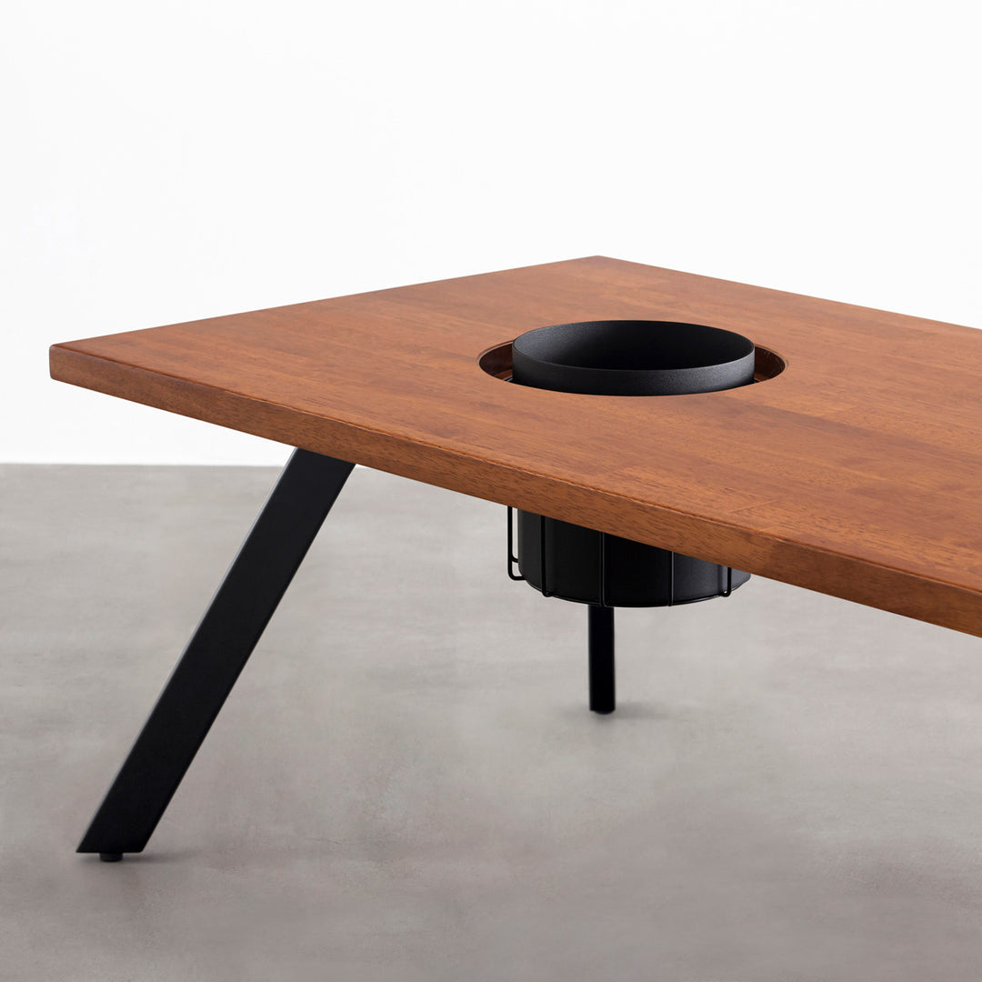 THE LOW TABLE / ラバーウッド ブラウン × Black Steel ワイヤー