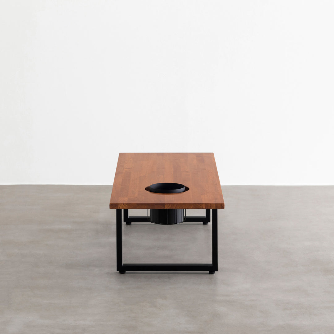 THE LOW TABLE / ラバーウッド ブラウン × Black Steel ワイヤーバスケット＋鉢カバー付き – KANADEMONO