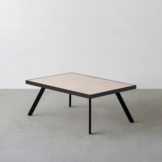 THE LOW TABLE / 大理石 ココナッツベージュ × ラバーウッド × Black Steel