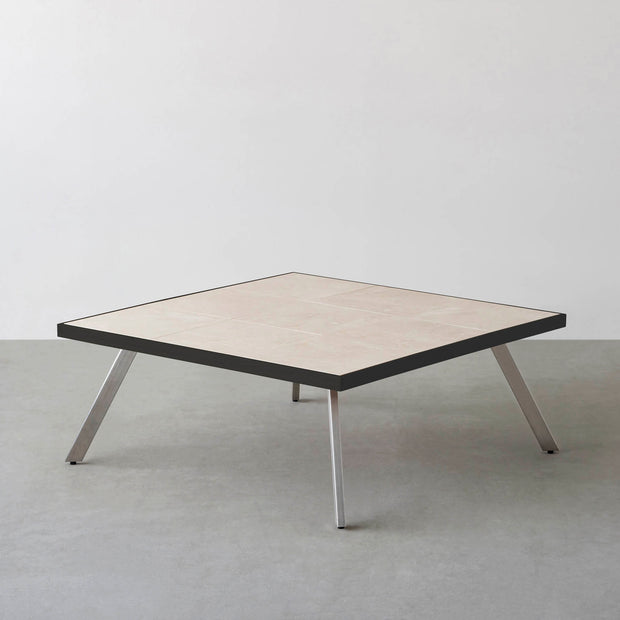 THE LOW TABLE / 大理石 ココナッツベージュ × ラバーウッド × Stainless