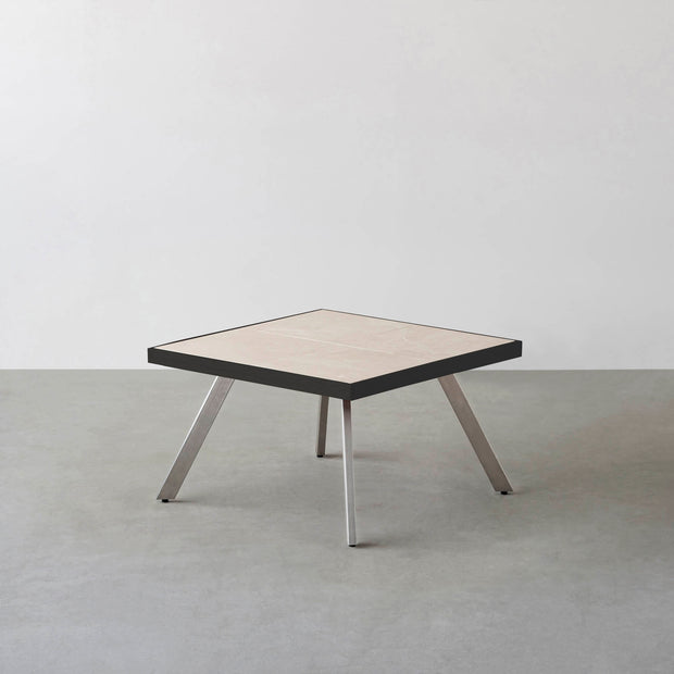 THE LOW TABLE / 大理石 ココナッツベージュ × ラバーウッド × Stainless