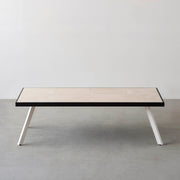 THE LOW TABLE / 大理石 ココナッツベージュ × ラバーウッド × White Steel
