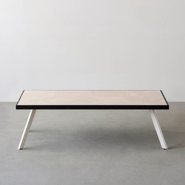 THE LOW TABLE / 大理石 ココナッツベージュ × ラバーウッド × White Steel