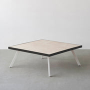 THE LOW TABLE / 大理石 ココナッツベージュ × ラバーウッド × White Steel