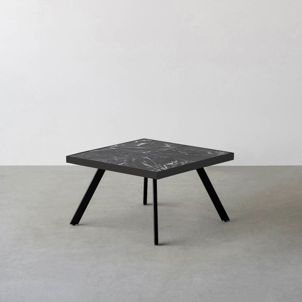 THE LOW TABLE / 大理石 黒白根 × ラバーウッド × Black Steel