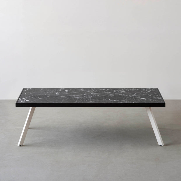 THE LOW TABLE / 大理石 黒白根 × ラバーウッド × White Steel