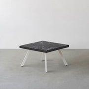 THE LOW TABLE / 大理石 黒白根 × ラバーウッド × White Steel