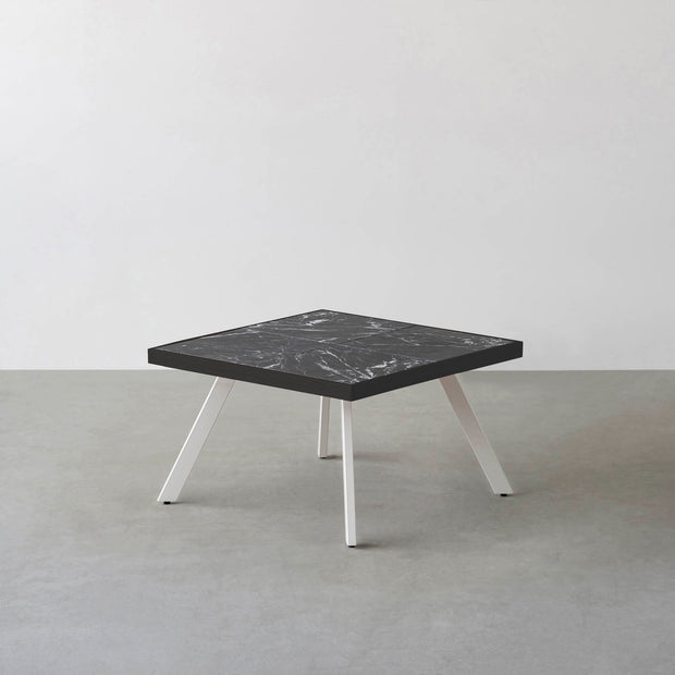 THE LOW TABLE / 大理石 黒白根 × ラバーウッド × White Steel