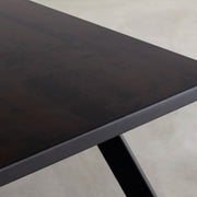 Kanademonoのラバーウッドブラックブラウン天板にブラックの4pinアイアン脚を組み合わせたローテーブル（天板）