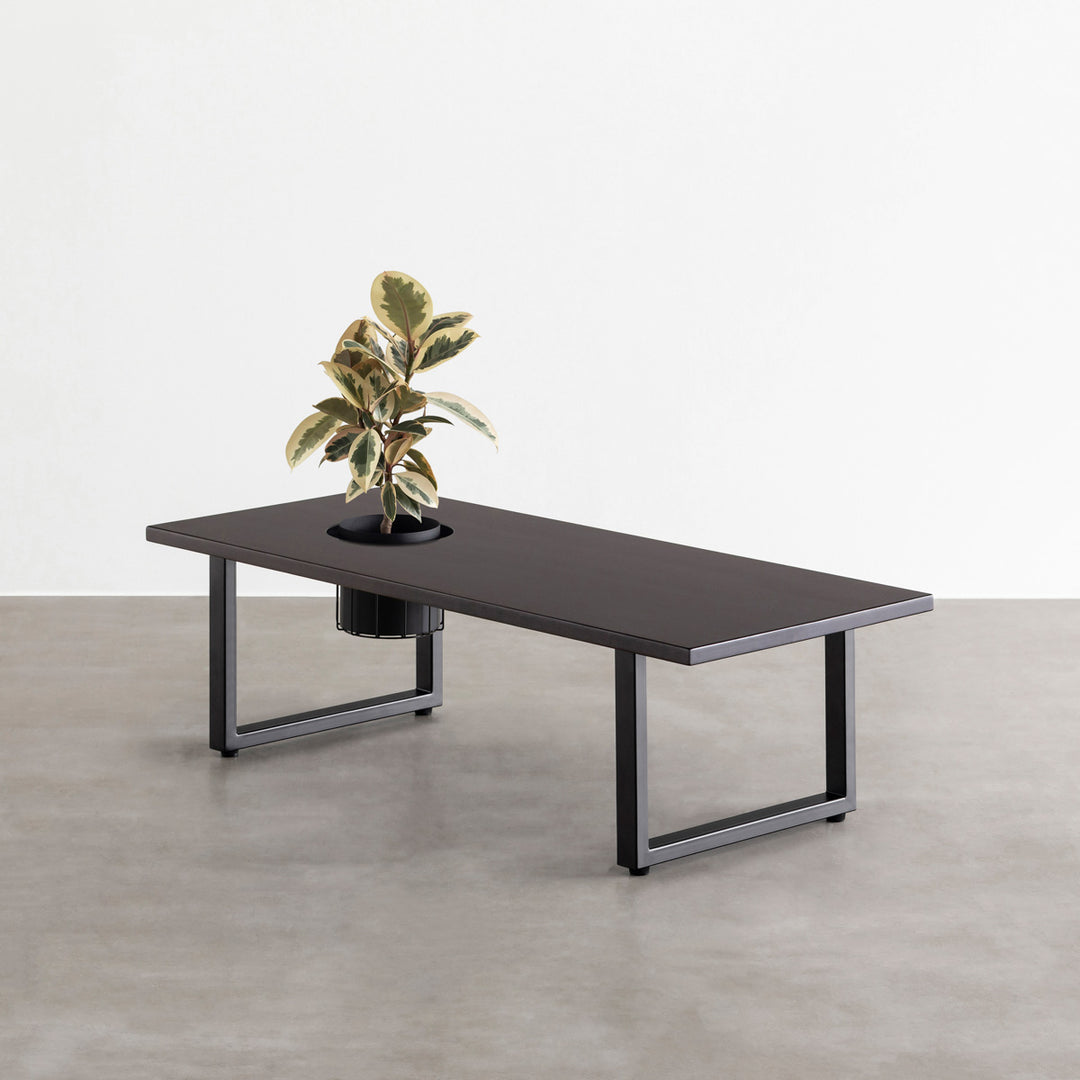カナデモノ　ローテーブル  ラバーウッド ブラックブラウン THE LOW TABLE / ラバーウッド ブラックブラウン × Black Steel