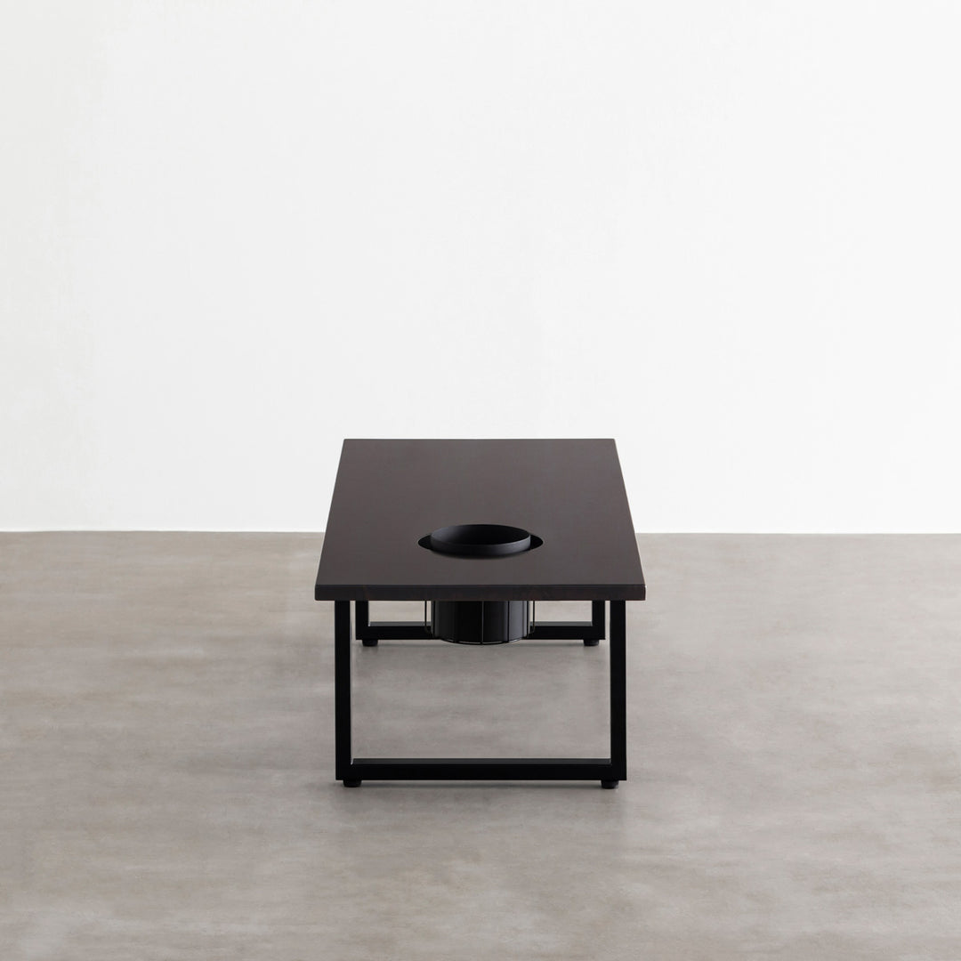 KANADEMONO テーブル　ラバーウッド　ブラック トレイ 150cm THE LOW TABLE / ラバーウッド ブラックブラウン × Black Steel