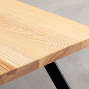 Kanademonoの無垢ホワイトアッシュ天板にブラックの4pinアイアン脚を組み合わせたローテーブル（天板）