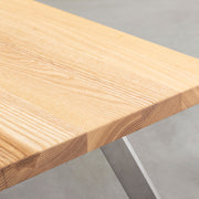 Kanademonoの無垢ホワイトアッシュ天板にステンレスの4pinアイアン脚を組み合わせたローテーブル（天板）