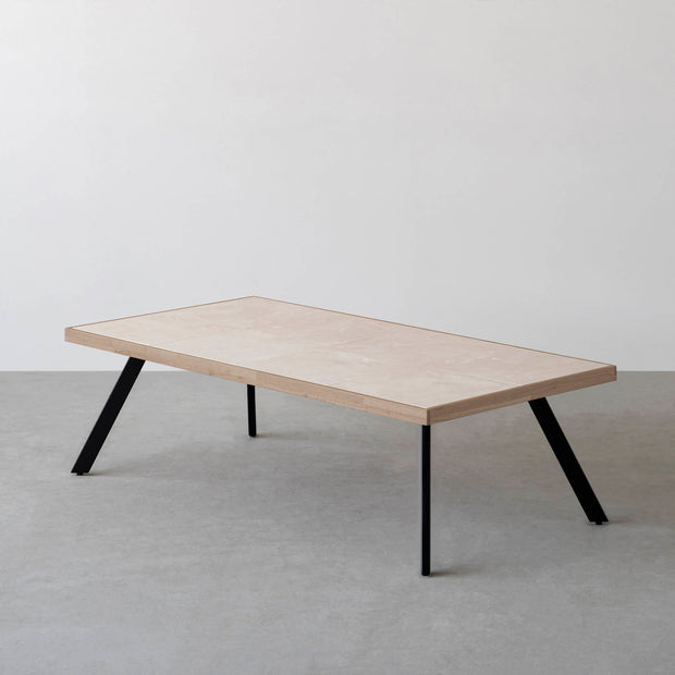 THE LOW TABLE / 大理石 ココナッツベージュ × ラバーウッド × Black Steel