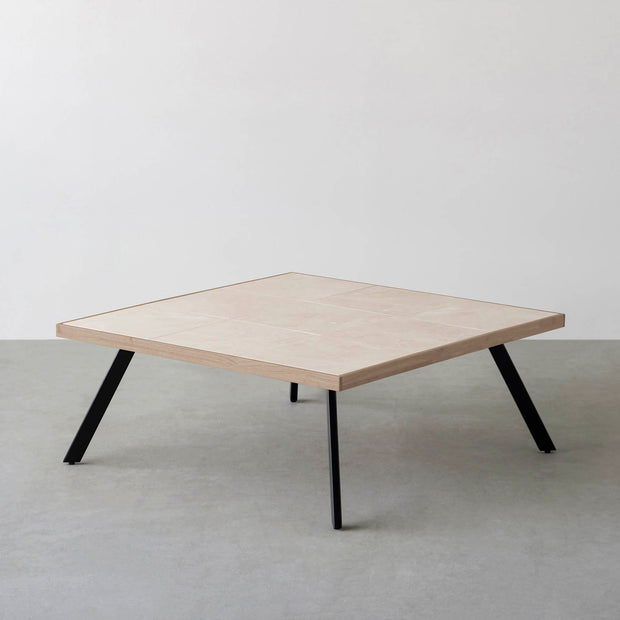 THE LOW TABLE / 大理石 ココナッツベージュ × ラバーウッド × Black Steel