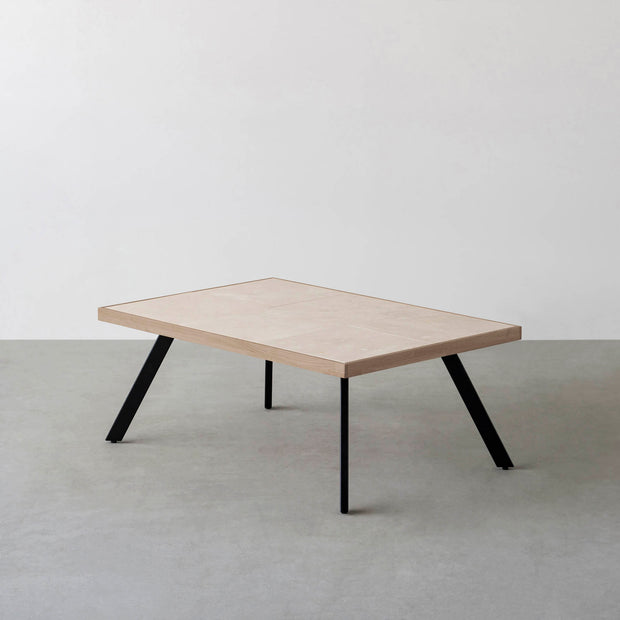 THE LOW TABLE / 大理石 ココナッツベージュ × ラバーウッド × Black Steel