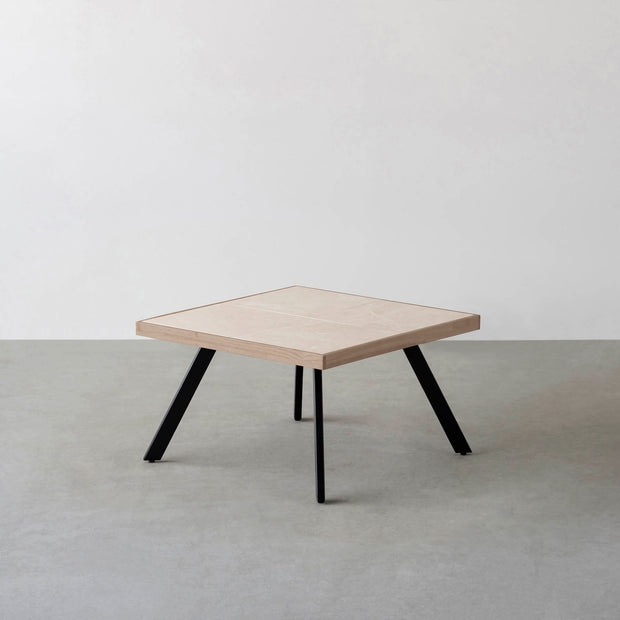 THE LOW TABLE / 大理石 ココナッツベージュ × ラバーウッド × Black Steel