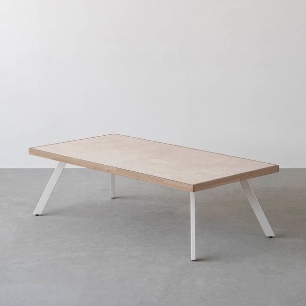 THE LOW TABLE / 大理石 ココナッツベージュ × ラバーウッド × White Steel