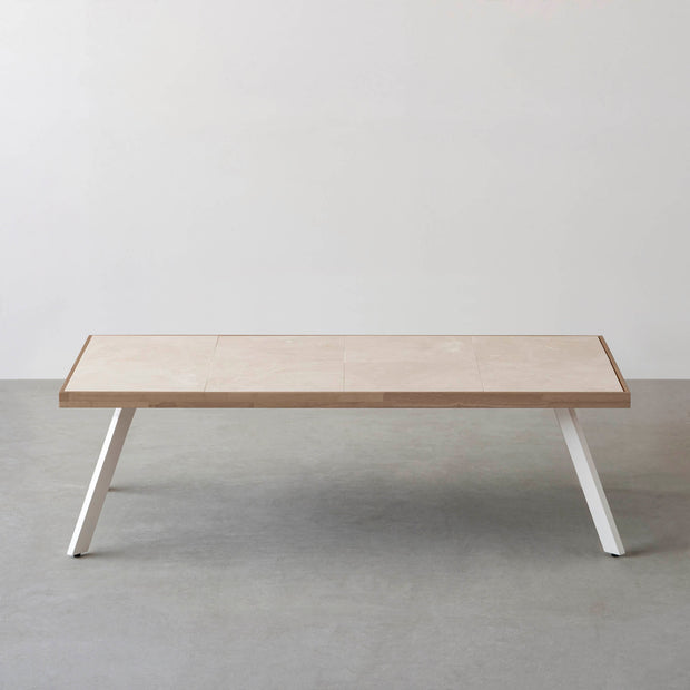THE LOW TABLE / 大理石 ココナッツベージュ × ラバーウッド × White Steel