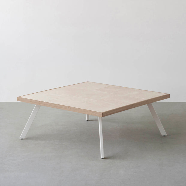 THE LOW TABLE / 大理石 ココナッツベージュ × ラバーウッド × White Steel