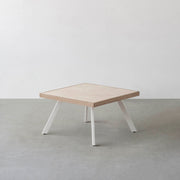 THE LOW TABLE / 大理石 ココナッツベージュ × ラバーウッド × White Steel