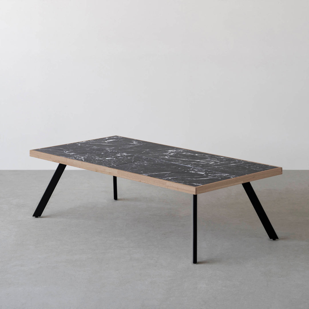 THE LOW TABLE / 大理石 黒白根 × ラバーウッド × Black Steel