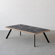 THE LOW TABLE / 大理石 黒白根 × ラバーウッド × Black Steel