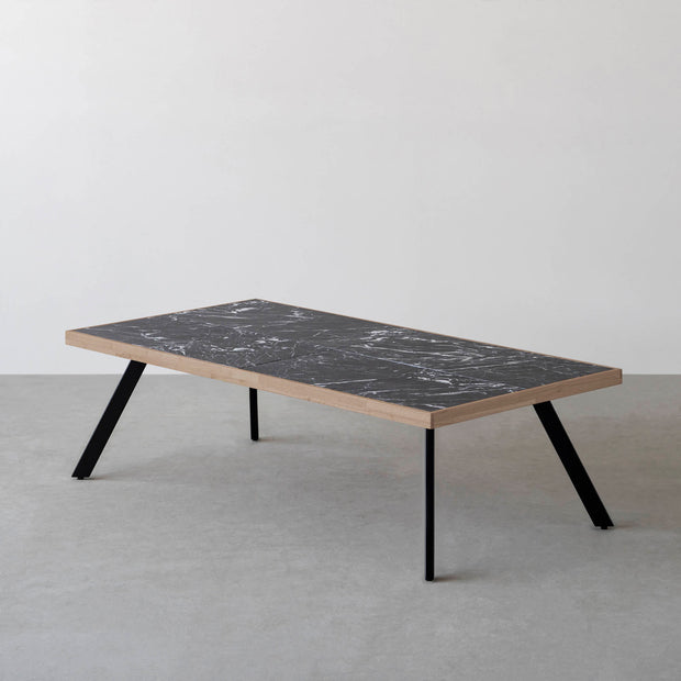 THE LOW TABLE / 大理石 黒白根 × ラバーウッド × Black Steel