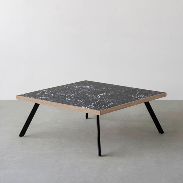 THE LOW TABLE / 大理石 黒白根 × ラバーウッド × Black Steel
