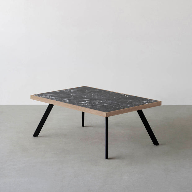 THE LOW TABLE / 大理石 黒白根 × ラバーウッド × Black Steel
