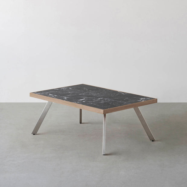 THE LOW TABLE / 大理石 黒白根 × ラバーウッド × Stainless