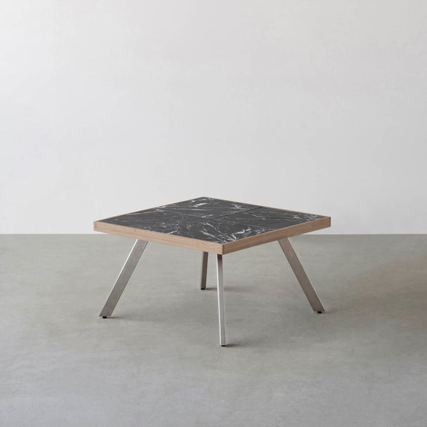THE LOW TABLE / 大理石 黒白根 × ラバーウッド × Stainless