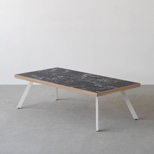 THE LOW TABLE / 大理石 黒白根 × ラバーウッド × White Steel
