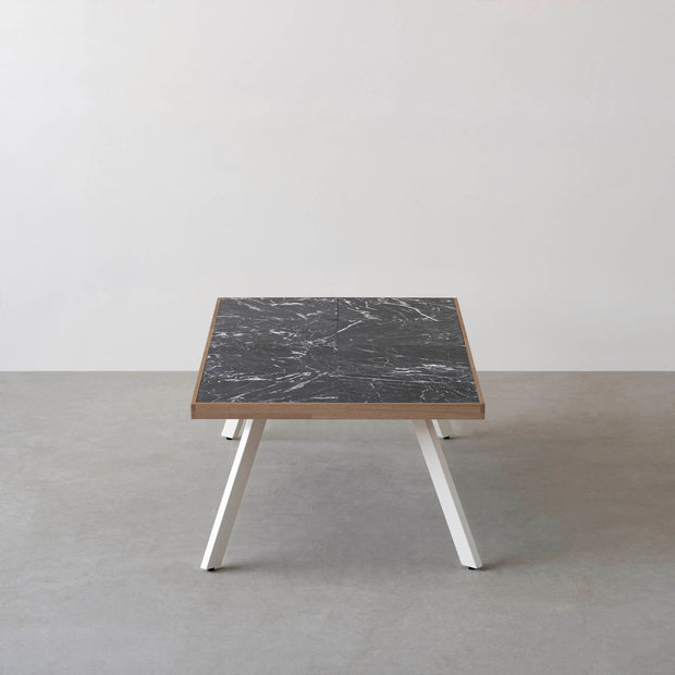 THE LOW TABLE / 大理石 黒白根 × ラバーウッド × White Steel