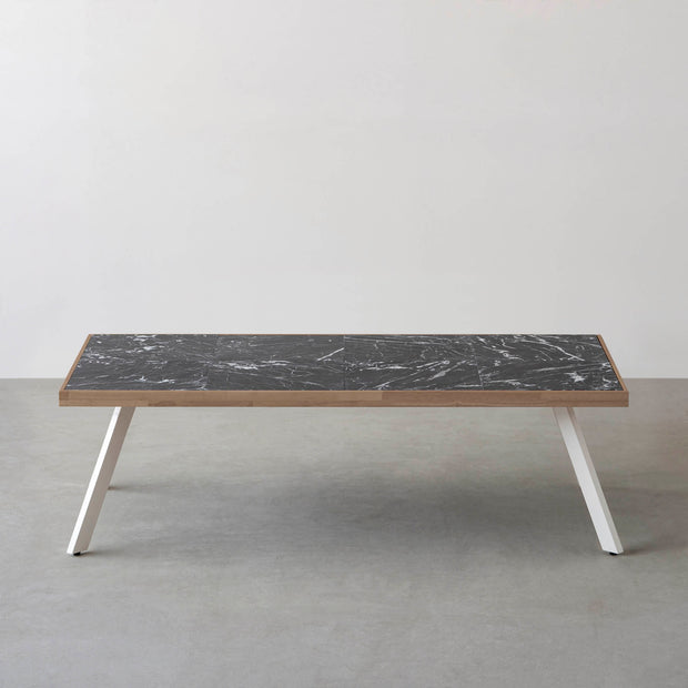 THE LOW TABLE / 大理石 黒白根 × ラバーウッド × White Steel