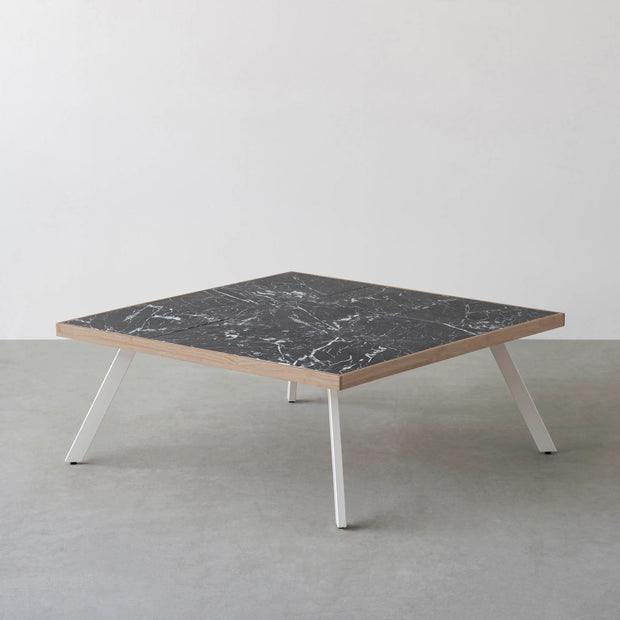 THE LOW TABLE / 大理石 黒白根 × ラバーウッド × White Steel