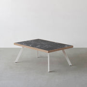 THE LOW TABLE / 大理石 黒白根 × ラバーウッド × White Steel