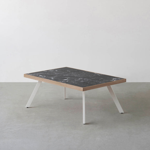 THE LOW TABLE / 大理石 黒白根 × ラバーウッド × White Steel