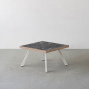 THE LOW TABLE / 大理石 黒白根 × ラバーウッド × White Steel