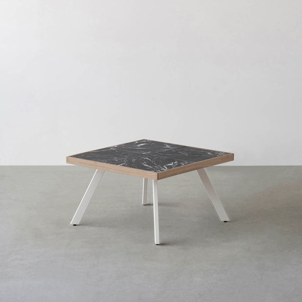 THE LOW TABLE / 大理石 黒白根 × ラバーウッド × White Steel