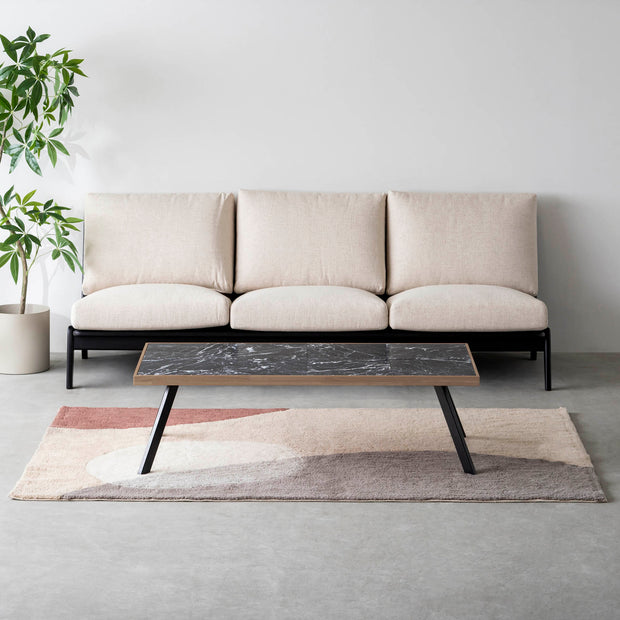 THE LOW TABLE / 大理石 黒白根 × ラバーウッド × Black Steel