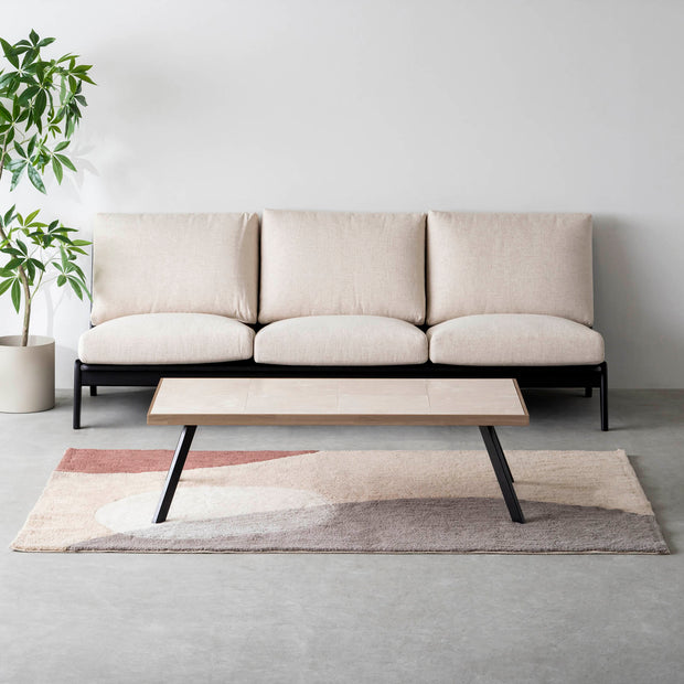 THE LOW TABLE / 大理石 ココナッツベージュ × ラバーウッド × Black Steel