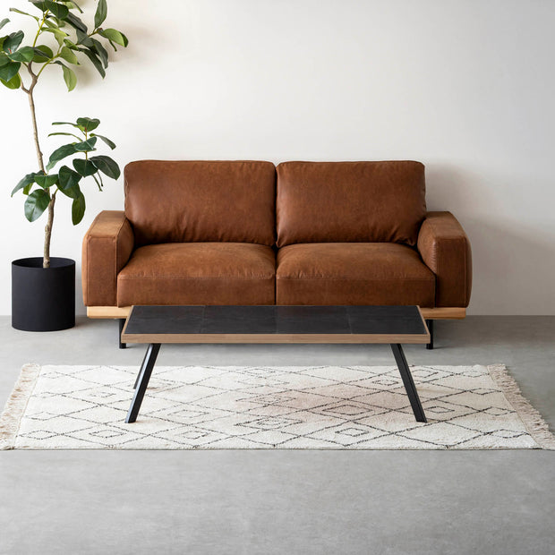 THE LOW TABLE / インド産 黒みかげ石 × ラバーウッド × Black Steel