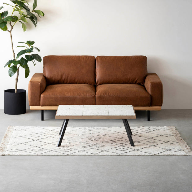 THE LOW TABLE / 大谷石 × ラバーウッド × Black Steel