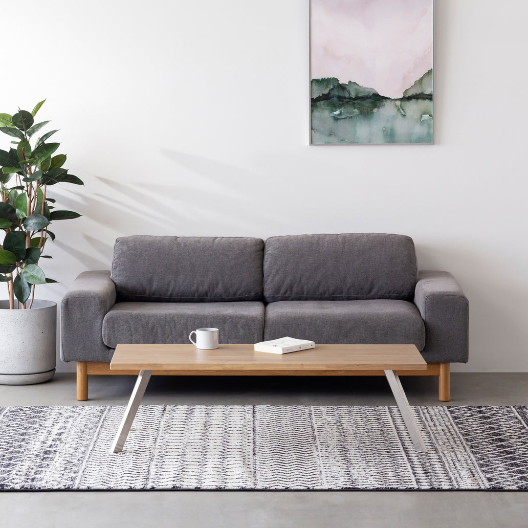 KANADEMONO THE LOW TABLE ラバーウッド アッシュグレー THE TABLE / ラバーウッド アッシュグレー × Stainless × W181 - 200cm