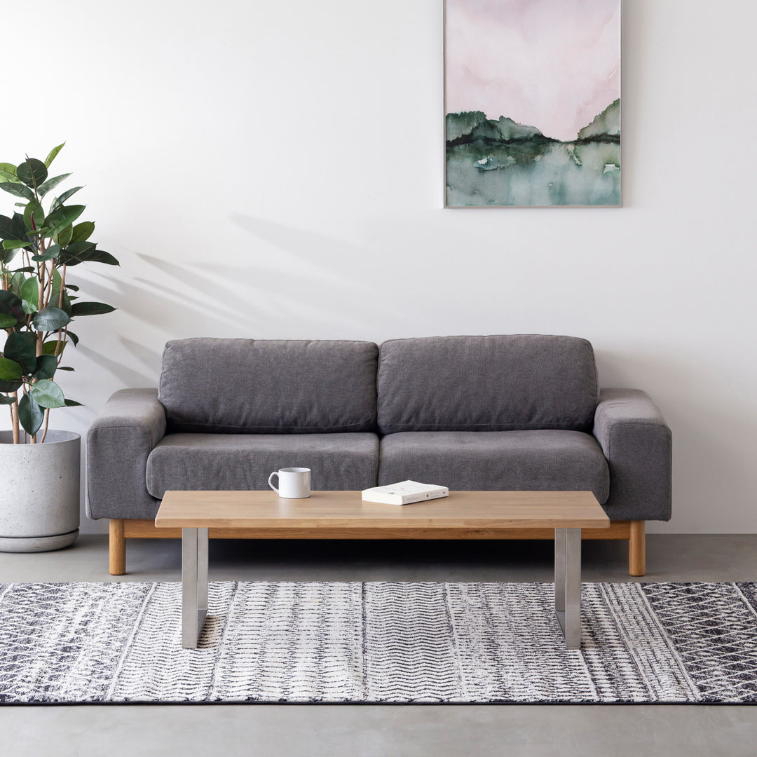 KANADEMONO THE LOW TABLE ラバーウッド アッシュグレー THE LOW TABLE / ラバーウッド アッシュグレー × Black Steel