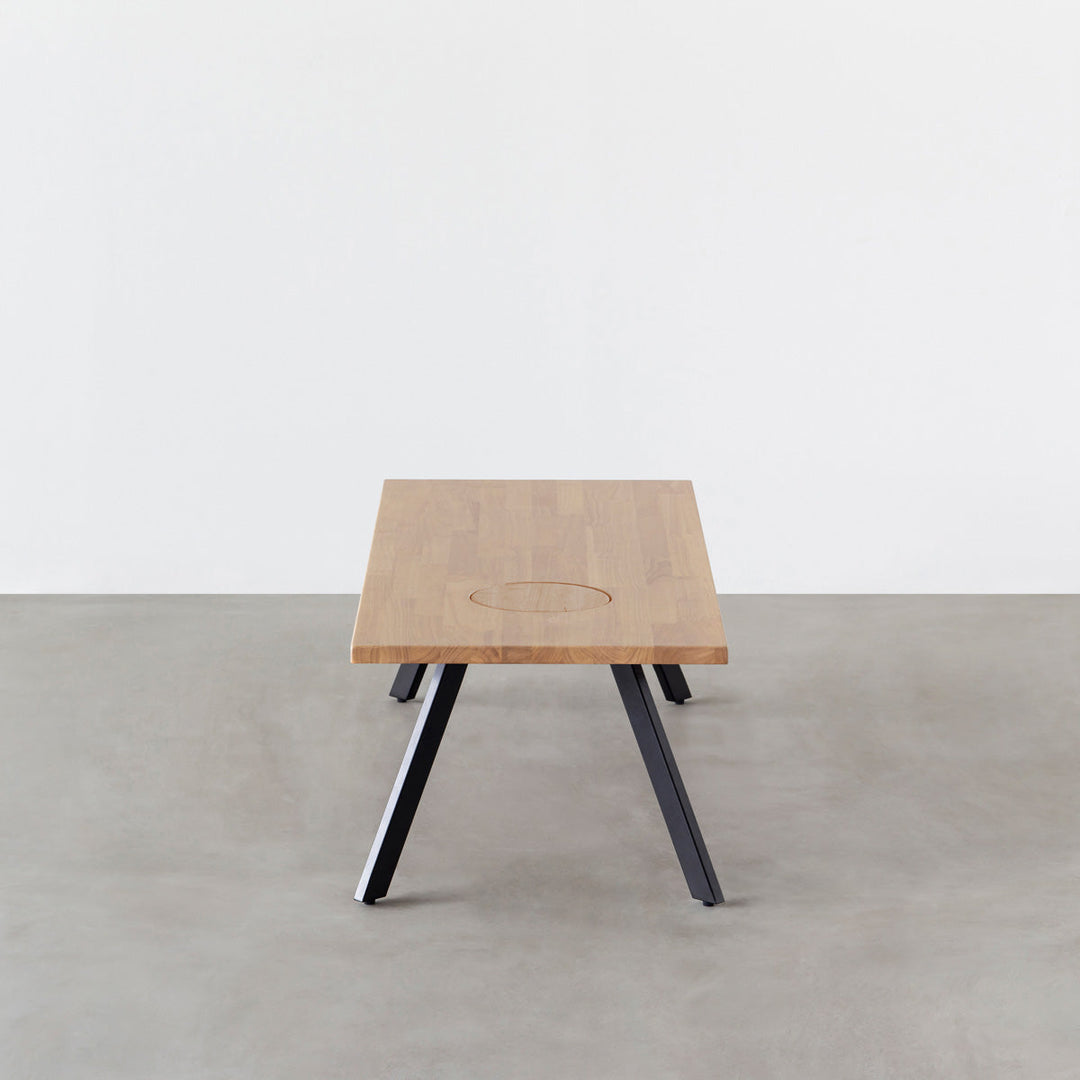 THE LOW TABLE / ラバーウッド アッシュグレー × Black Steel ネコ穴